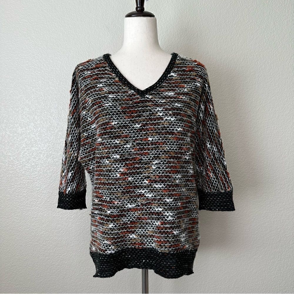 Kut from the Kloth Wool Blend Knit Hi-Low V-neck Sweater, Sz Medium